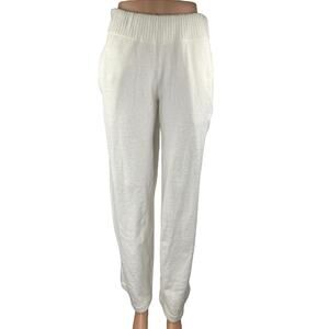 Eberjey Women's White Fleece High Waisted Straight Wide Leg Lounge Sweatpants S